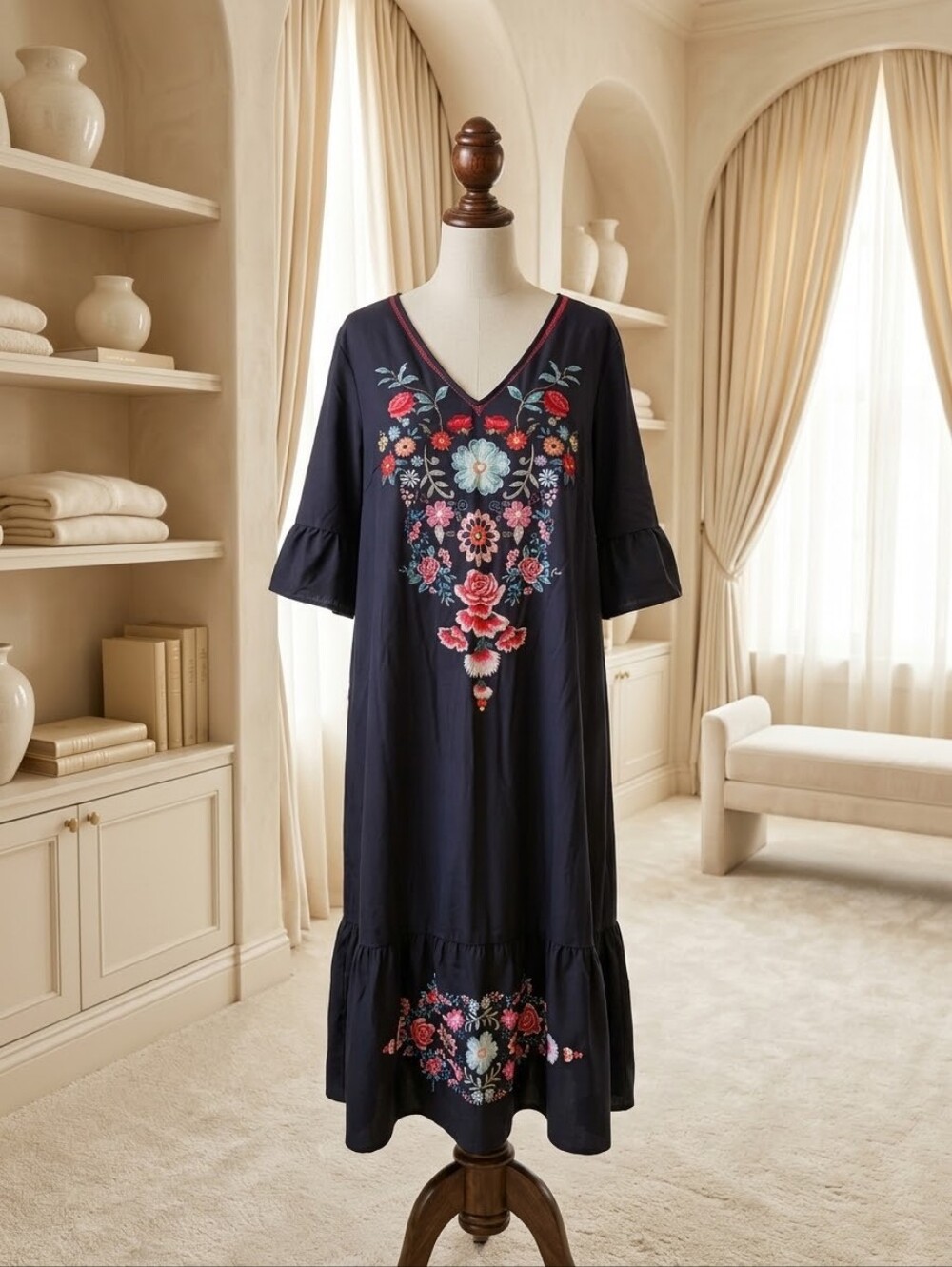Emery Rose 4XL Black Floral Maxi Dress